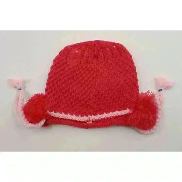 HAND knitted girl hat with knitted applique with beads for 3-6 year old. NEW. - Picture 9 of 9